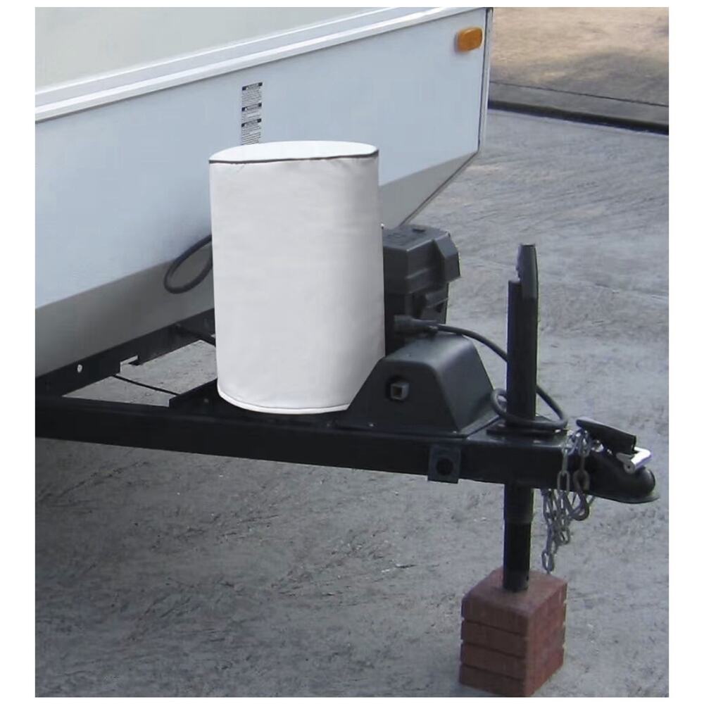 2111 White RV Propane Tank Cover Cylinder Protective RV Accessory, Single 20lb